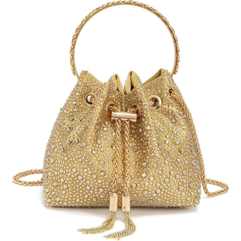 Women's Gold Rhinestones High Quality Sparkly Bling Party Crossbody Clutch